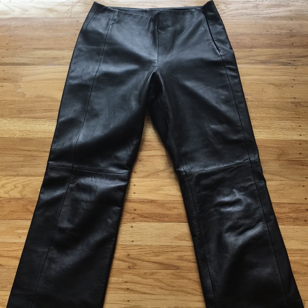 BCBG black leather pants size 4